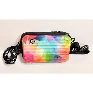 Forever Young Hardshell Crossbody Bag Rainbow Geo Womens Travel Purse Makeup